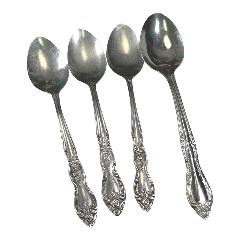 Accord 4pc‎ Silver Stainless Steel Teaspoons Wordsworth Cottagecore